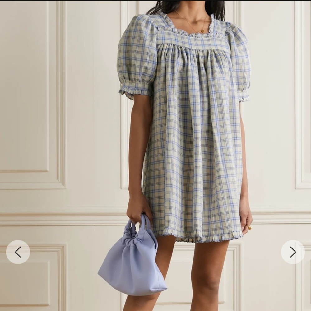 Doen Frede mini dress meadowlark blue plaid